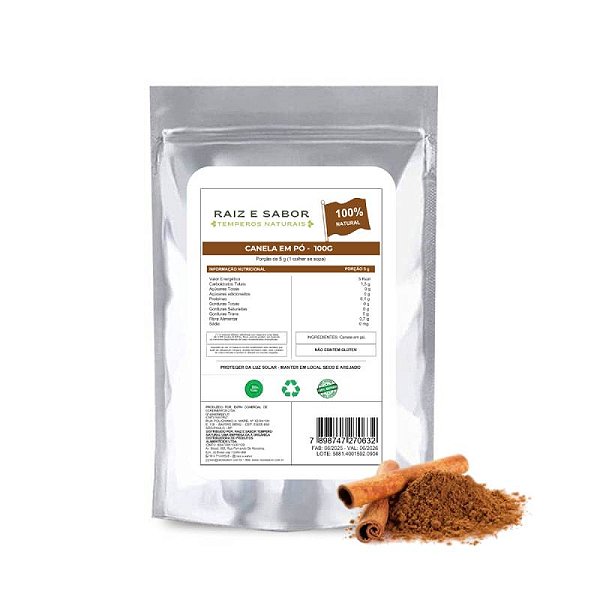 Canela Em Pó 100g Raiz e Sabor Temperos Naturais Alta Qualidade