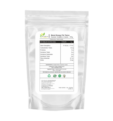 Blend Energy Pré Treino - Guaraná, Gengibre e Canela 100g