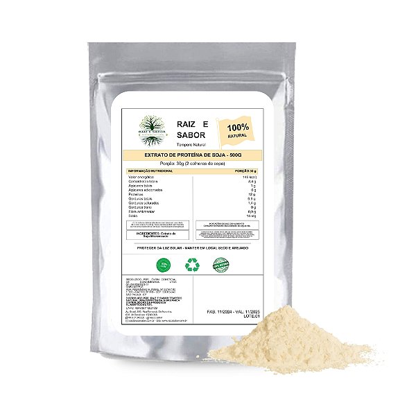 Extrato de Soja 100 Natural 500g para Bebidas e Saudáveis, Produto vegano, Sem GMO, Sem glúten
