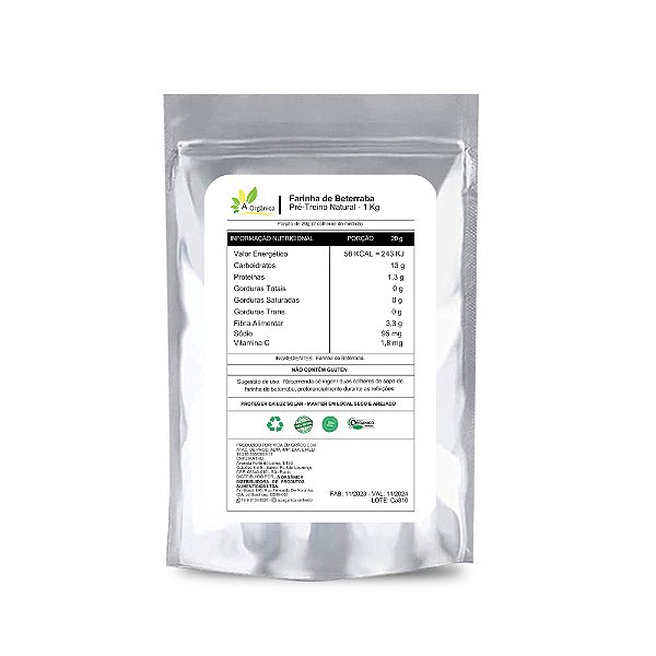 Kit 3 Farinha de Beterraba Desidratada Pré Treino Natural 1Kg