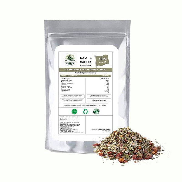 Kit 3 Tempero Chimichurri Sem Pimenta 500g Raiz e Sabor