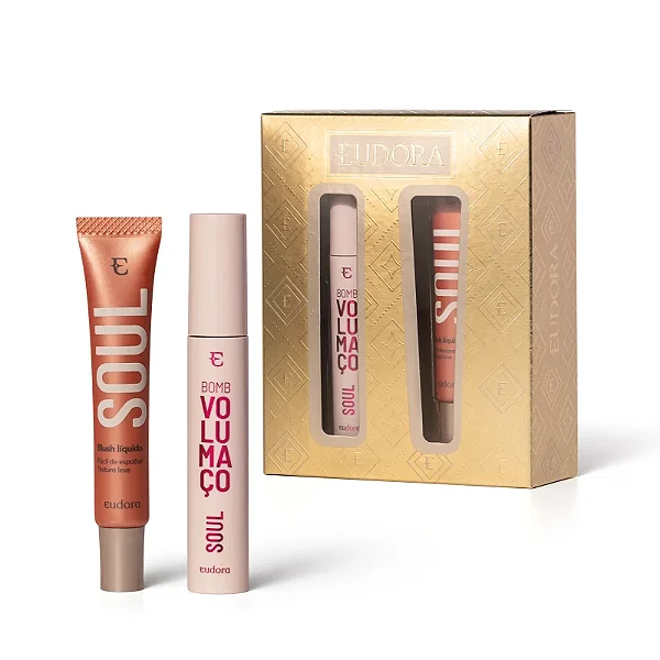 Presente Eudora Soul: Máscara De Cílios Volumaço 10G + Blush Líquido Pêssego Saudável 15Ml