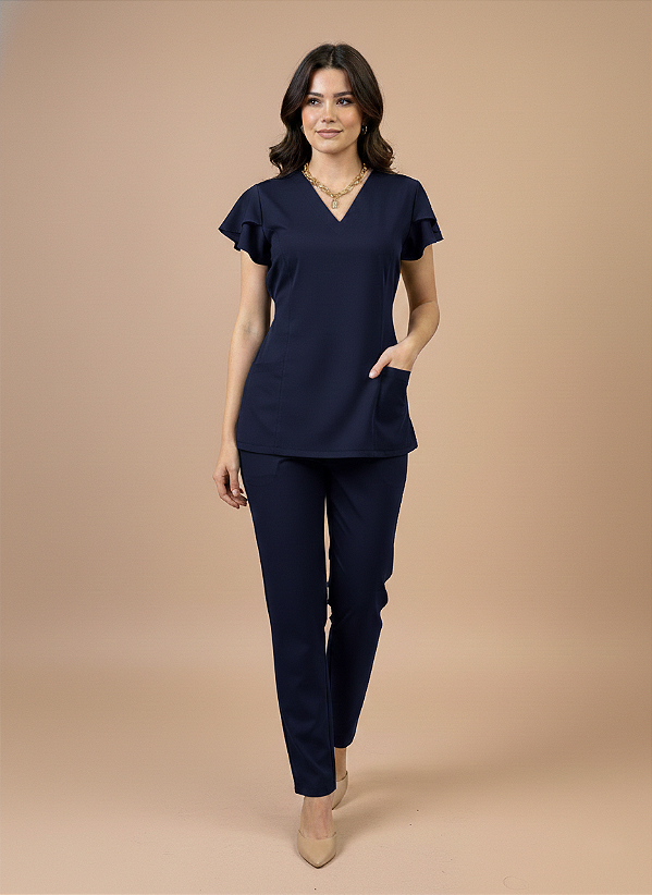 Scrub Essence Feminino na cor Azul Marinho