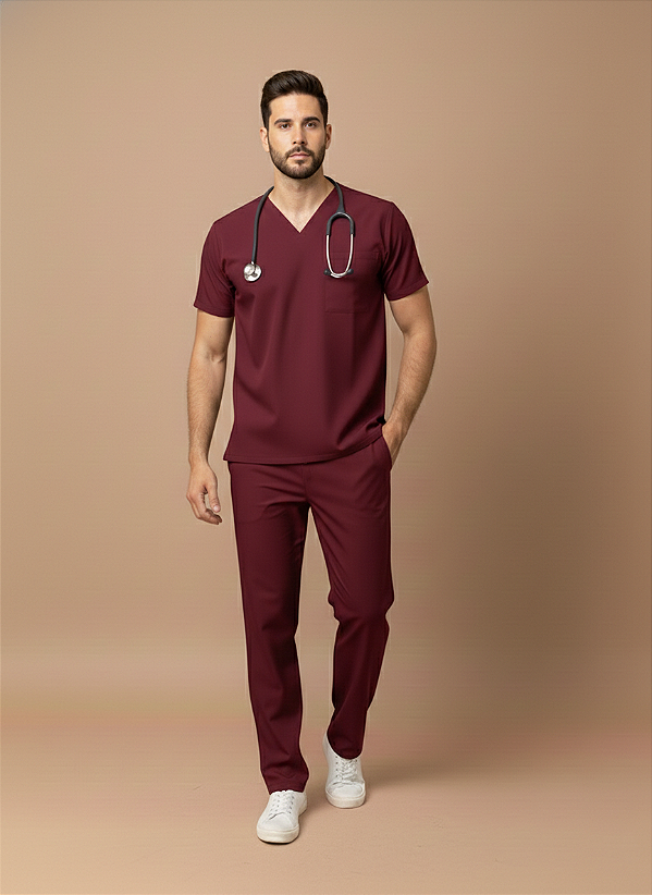 Scrub Essence Masculino na cor Marsala