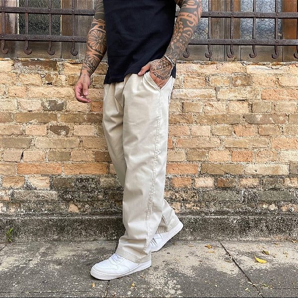 Calça Balão/Baggy Sarja Beje