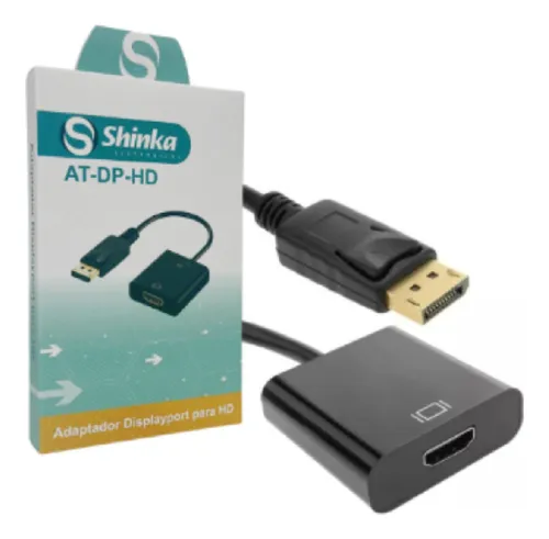 Conversor DisplayPort Macho para HDMI Fêmea Shinka Adaptador de Vídeo para PC