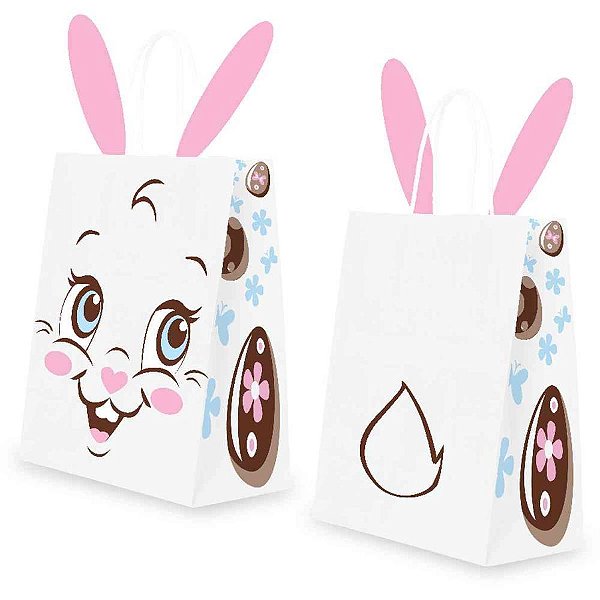 Sacola Decorada Pascoa Pascoa Divertida C/ORELHA 18CM PCT.C/10