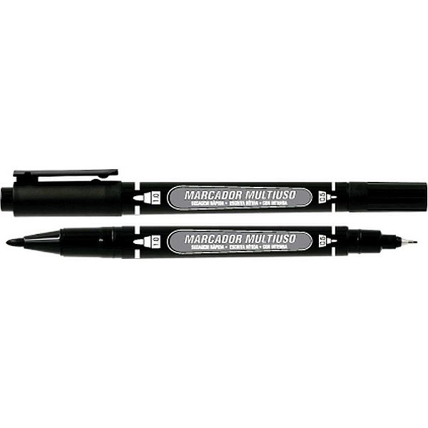 Caneta para CD 1.0MM MM100 Ponta Dupla Preto CX.C/12