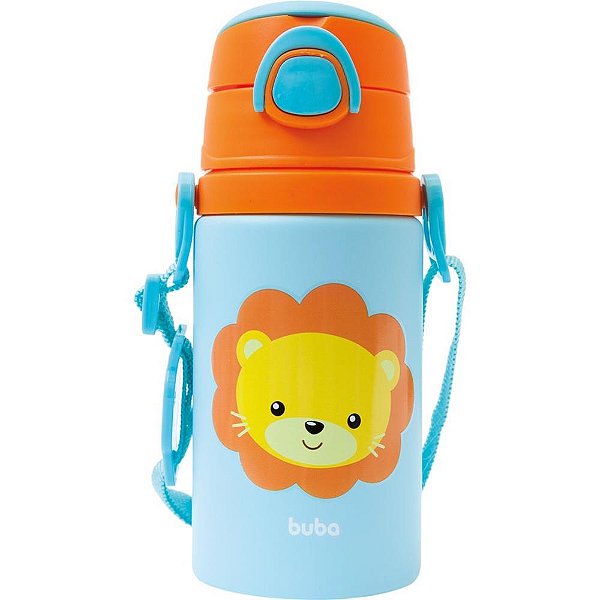 Garrafa de Aluminio Animal FUN Leao 450ML. Fliptop