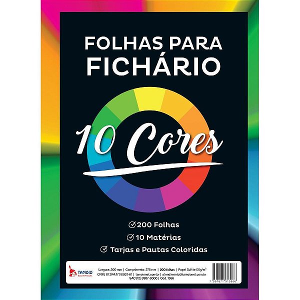 Bloco para Fichario Universit. 10 Cores 10 Materias 200F 56G