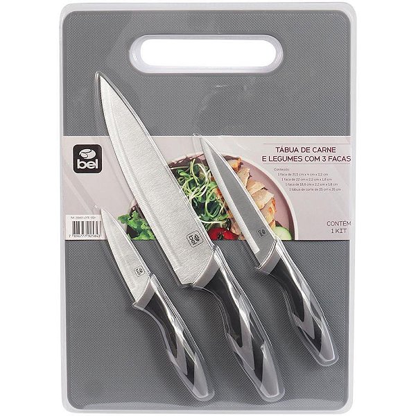 Utensilio Domestico Tabua Corte C/3 Facas