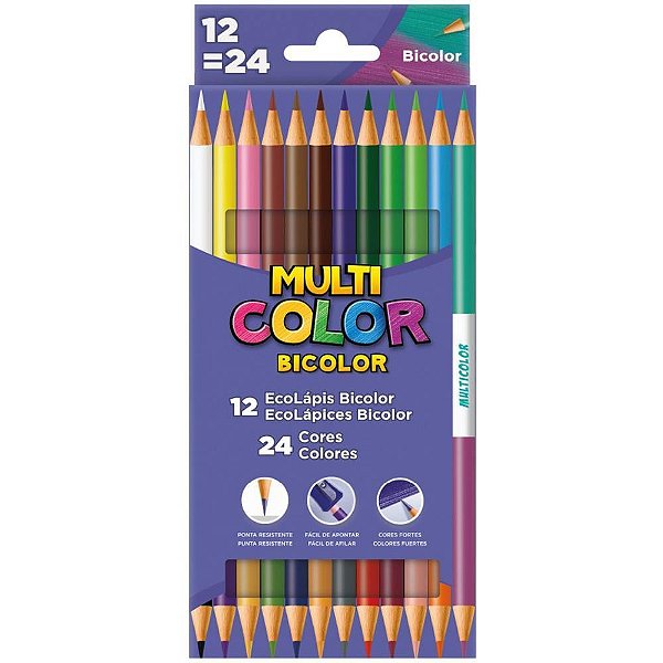 Lapis de COR Redondo Multicolor Bicolor 12LP24CORES PCT.C/12