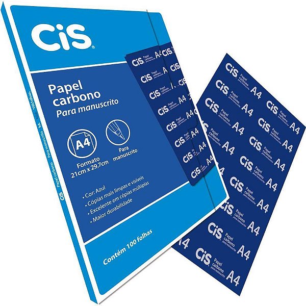 Papel Carbono para Lapis CIS Azul A-4 Papel CX.C/100