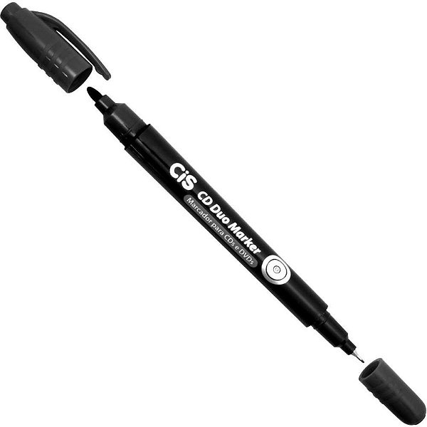 Caneta para CD 1.0MM CIS Duo Marker 2PONTAS Preto CX.C/12