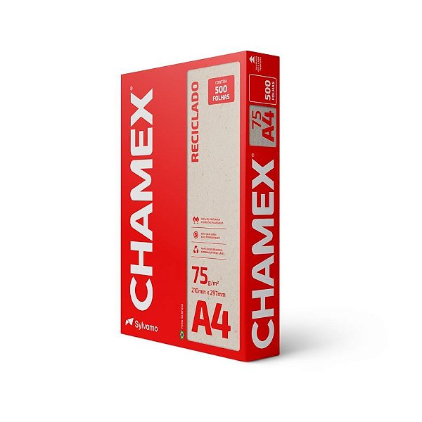 Papel Sulfite A4 Reciclado Chamex ECO 75G 500 FLS. Pacote