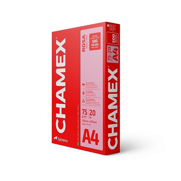 Papel Sulfite A4 Colorido Chamex 75G Rosa PCT/500