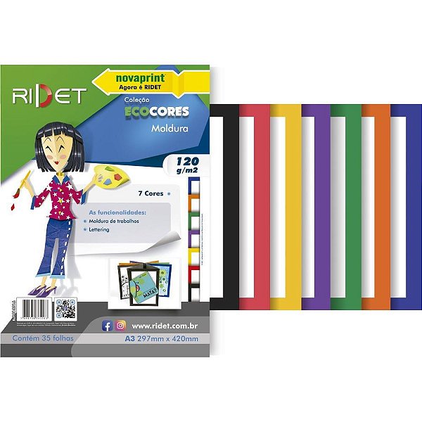 Bloco para Educacao Artistica Moldura A3 7COR.120G 35F.29X42 Pacote