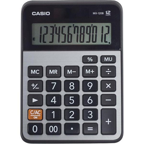 Calculadora de Mesa 12 DIG. Prata SOLAR/BATERIA