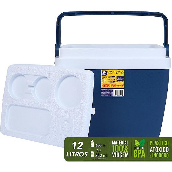 Caixa Termica 12L C/ALCA e Suporte Azul