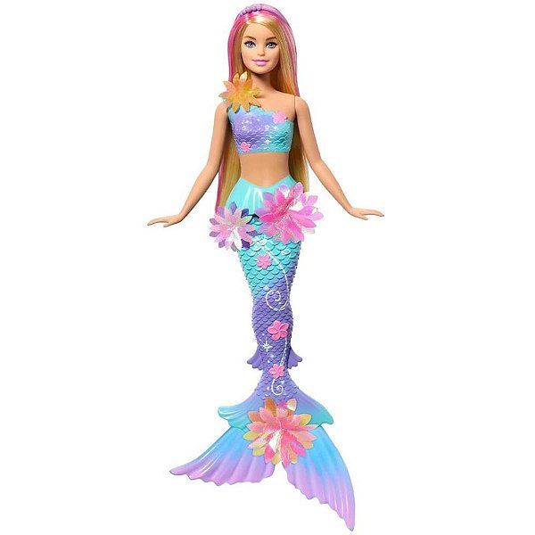 Barbie Fantasy Sereia Flores Magicas Loira