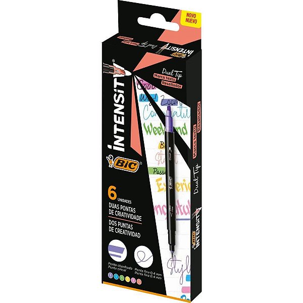 Caneta com Ponta Porosa Intensity 2 Pontas Sort.pastel CX.C/06