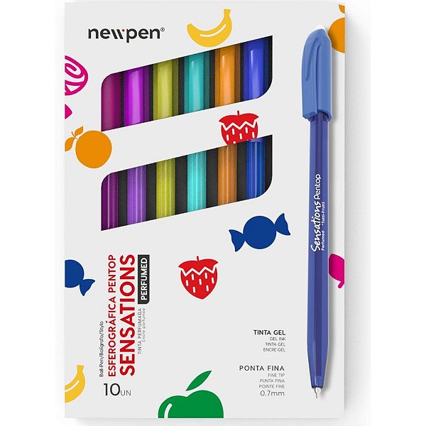 Caneta Esferografica Sensations 10 Cores Perfumadas Estojo