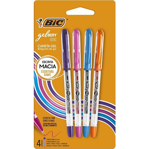 Caneta GEL BIC Gelocity 4 Cores BL.C/04