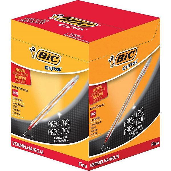 Caneta Esferografica Cristal Fina Vermelha CX.C/100