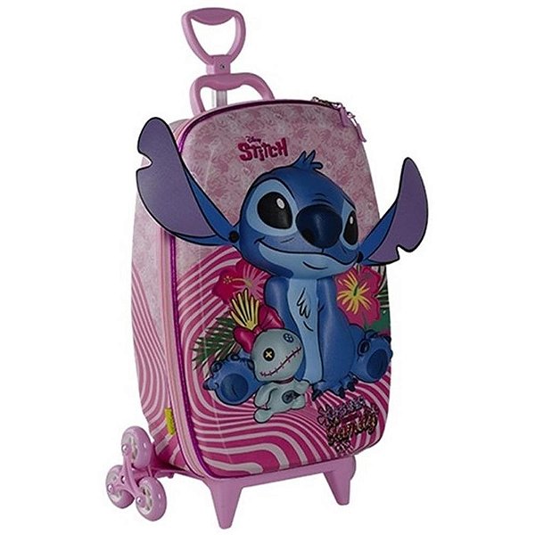 Mochila Infantil com Rodinha STITCH Rosa