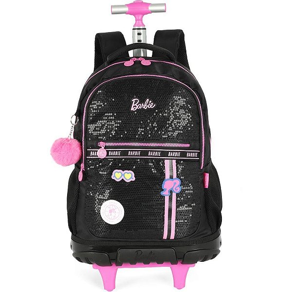 Mochila com Rodinha Barbie Preto G C/PAETE