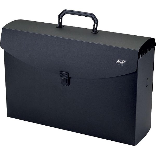 Maleta Plastica com ALCA C/06 Pasta Suspen. em PP BLACK