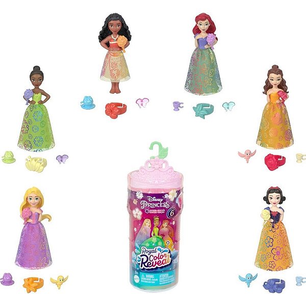 Boneca Disney Princesas Mini Color Reveal 3 Sortidos