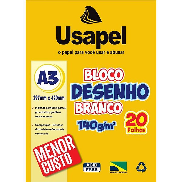 Bloco Tecnico sem Margem Usapel Desenho A3 140G 20FL BR PCT.C/05