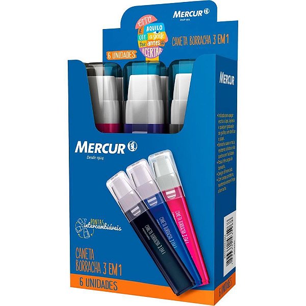 Borracha Caneta Branca Executiva C/3 Refis CT.C/06