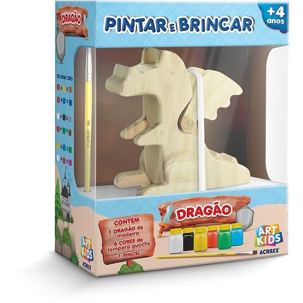 Brinquedo para Colorir Dragao PINTAR/BRINCAR C/GUACHE