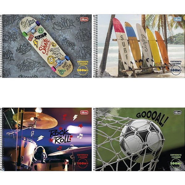 Caderno Desenho UNIV Capa Dura Zoom+ 96FLS Masculino Espiral PCT.C/04