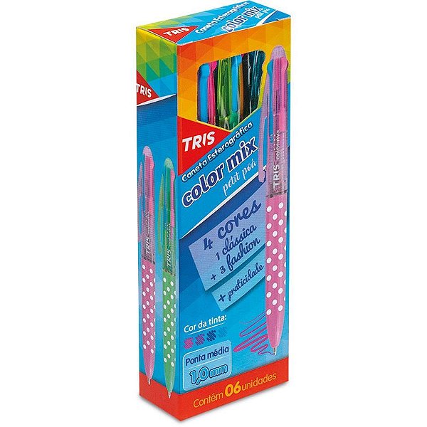 Caneta Esferografica TRIS Color MIX Poa 1.0MM 4CORE CX.C/06