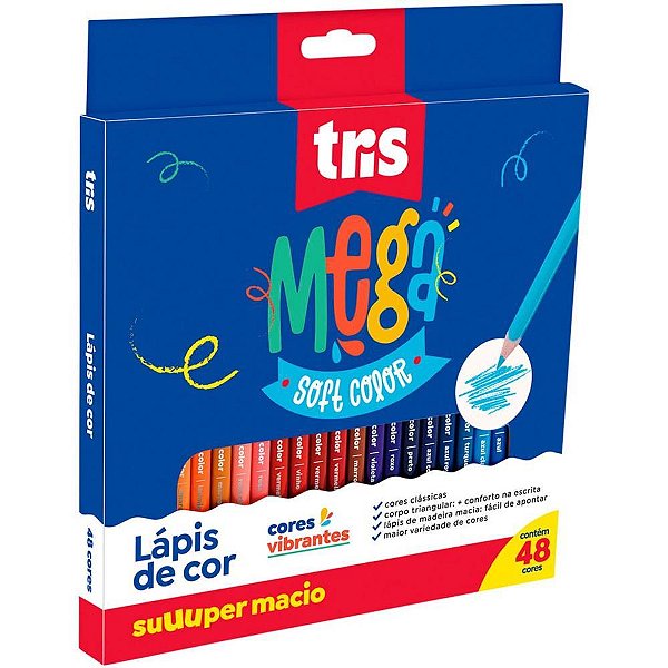 Lapis de COR Triangular Mega SOFT Color 48CORES Estojo