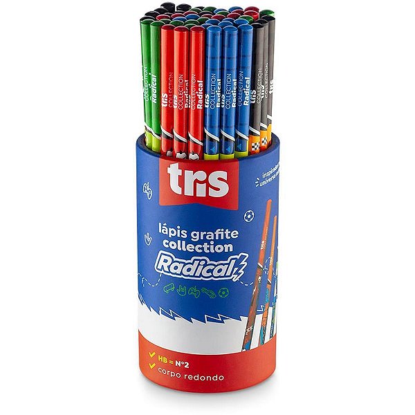 Lapis Preto Redondo Decorado TRIS Collection Radical 4MOD. POTE-48