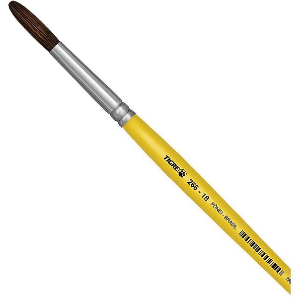 Pincel Escolar Redondo 266 N.18 Amarelo Duzia