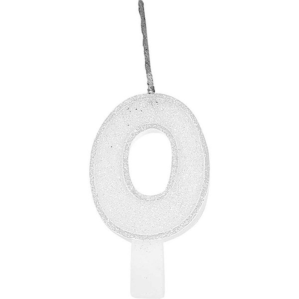 Vela para Aniversario N.00 Branca Glitter CX.C/10