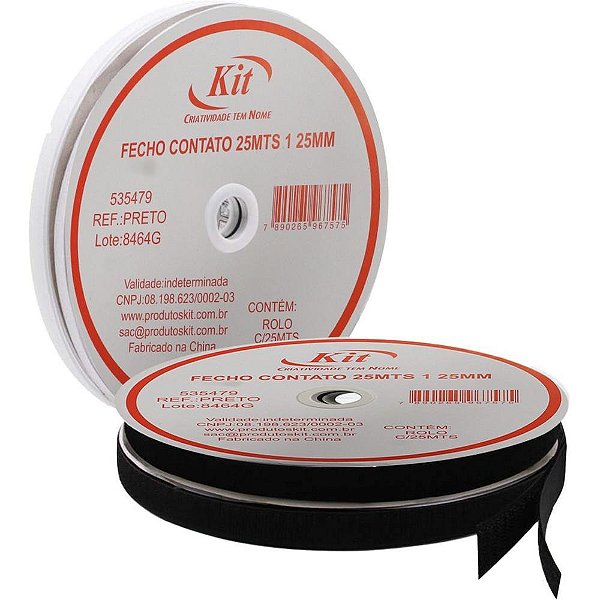Aviamento Velcro 25MM Preto C/25MT Rolo