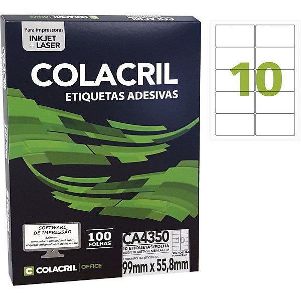 Etiqueta A4 55,8X99MM 100 Folhas PCT.C/1000