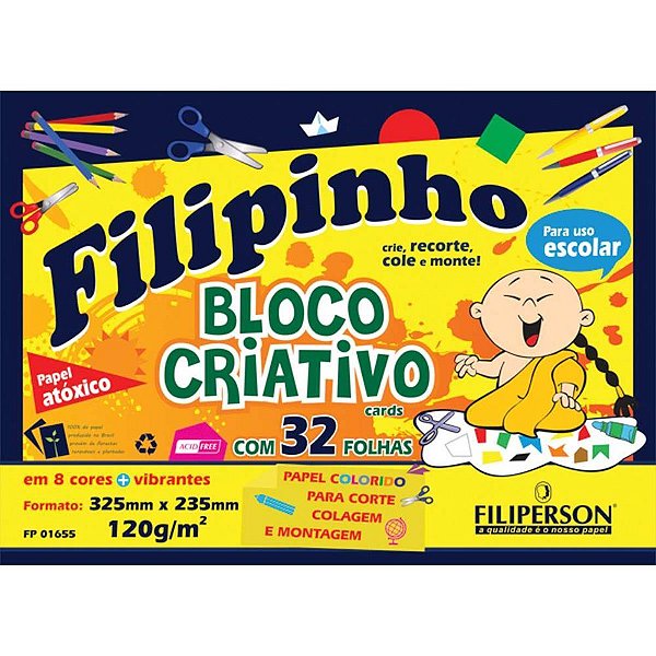 Bloco para Educacao Artistica Filipinho 8COR.325X235 120G 32 Bloco