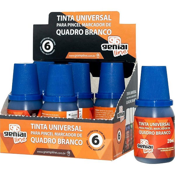 Tinta Marcador Quadro Branco Reabastecedor Genial 20ML Azul CX.C/06