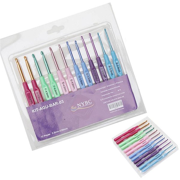 Agulha para Croche KIT C/12 Agulhas Sortidas Blister