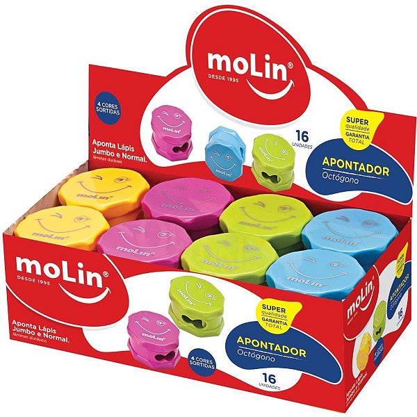 Apontador com Deposito 2 Furos Super OCTOGONO NORMAL/JUMBO CX.C/16
