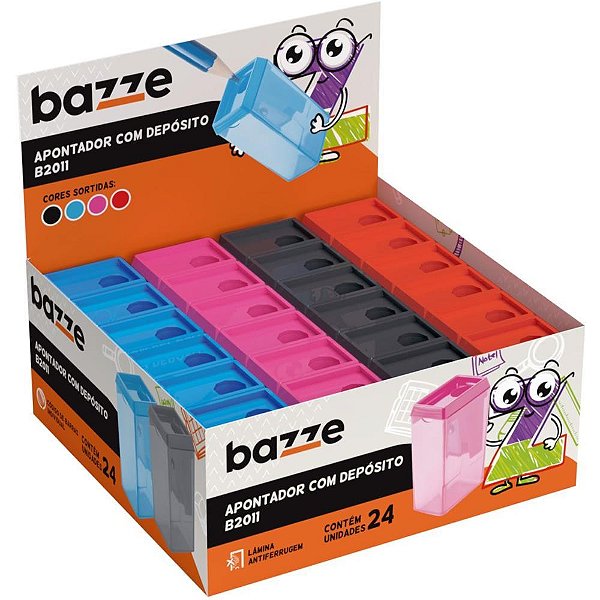 Apontador com Deposito Bazze B2011 Cores Sortidas CX.C/24
