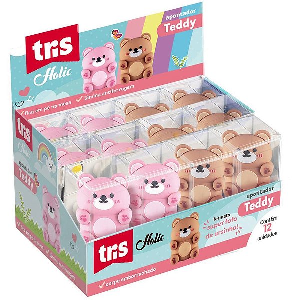 Apontador com Deposito TRIS TEDDY 2 Cores DP.C/12