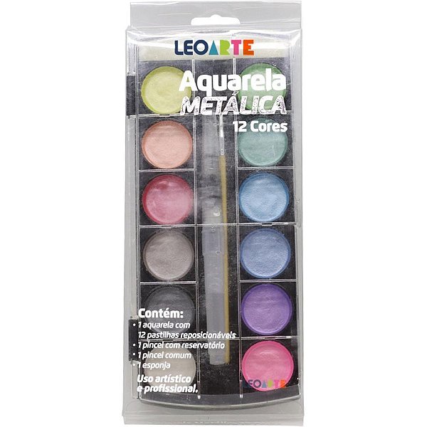 Aquarela Escolar Metalica 12 Cores CX.C/6
